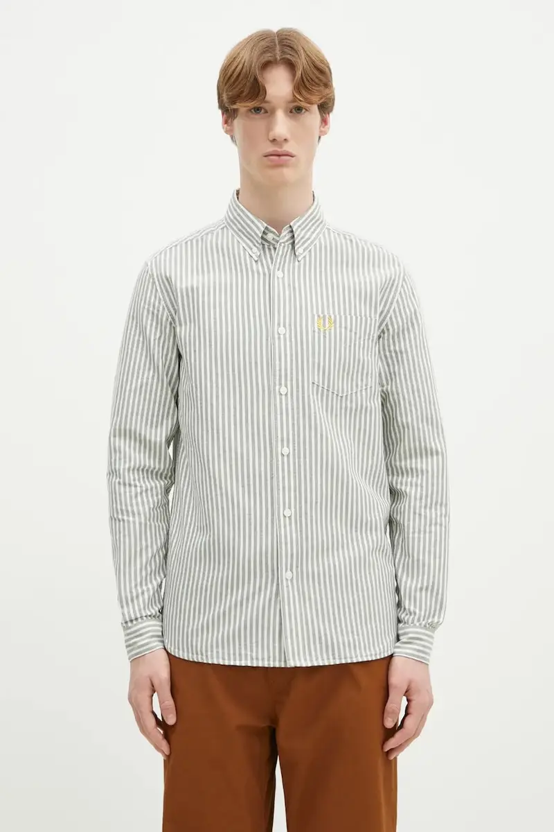 camicia in cotone uomo colore verde M6574.X89