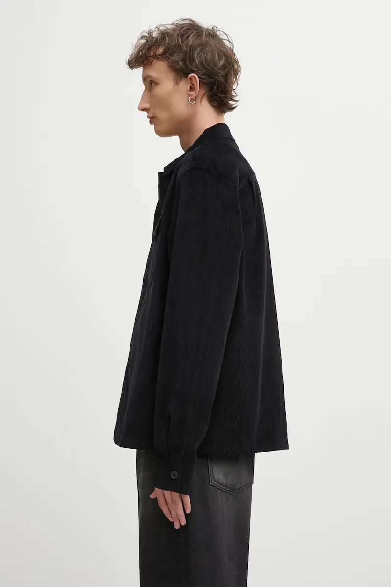 camicia in velluto a coste uomo colore nero M1717 miniatura 2
