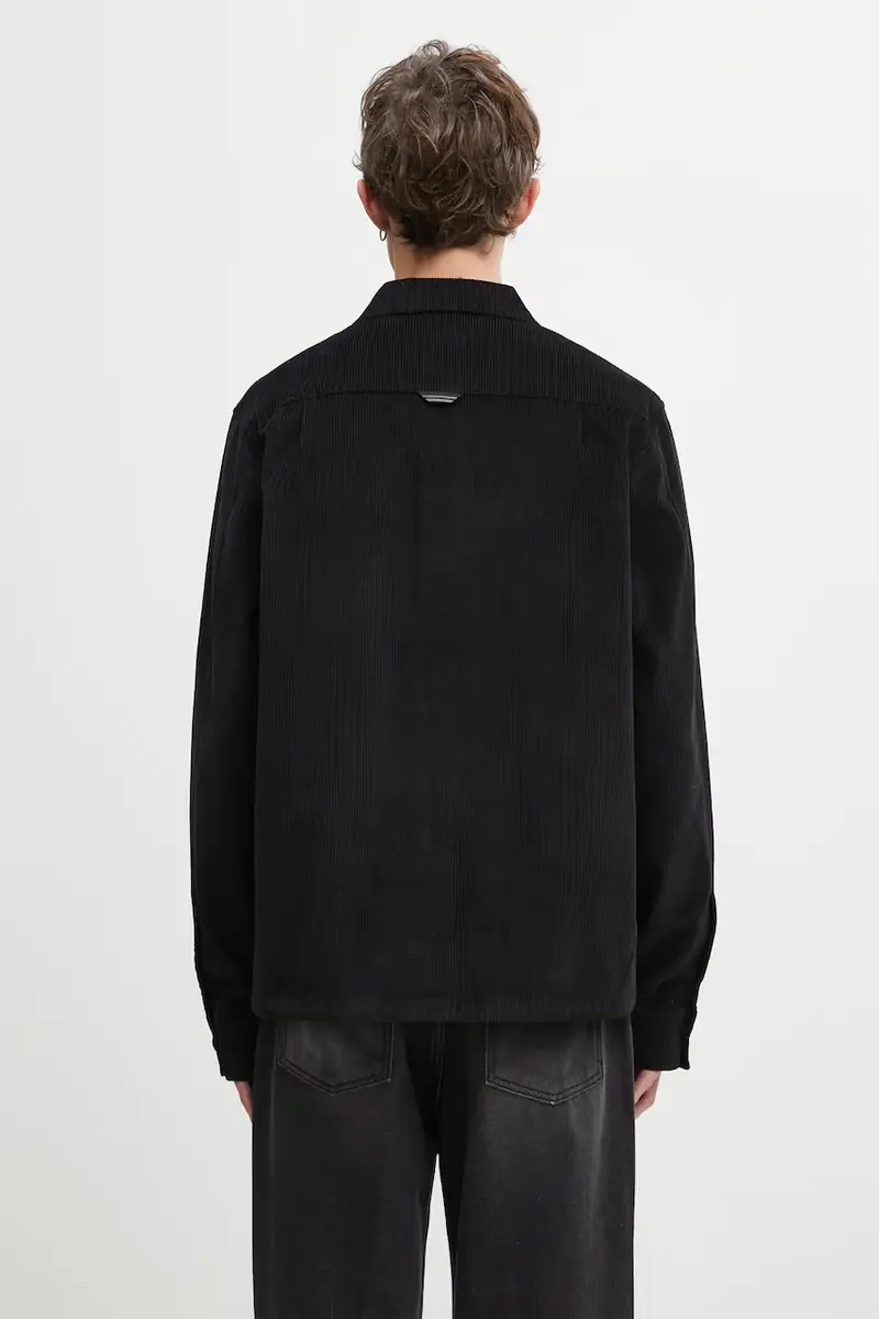 camicia in velluto a coste uomo colore nero M1717 miniatura 3