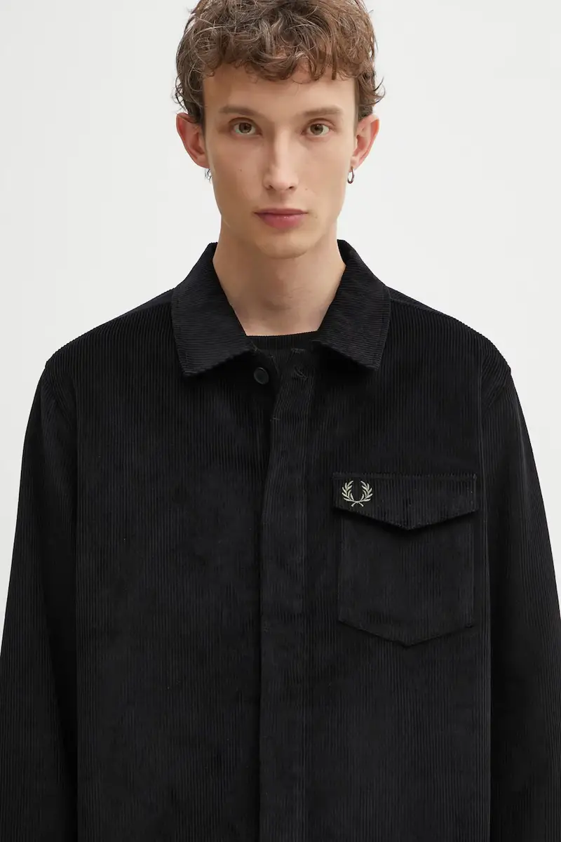 camicia in velluto a coste uomo colore nero M1717 miniatura 4