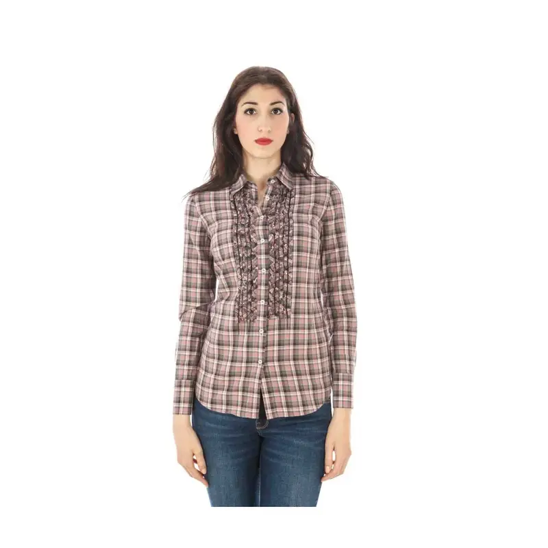 Camicia Maniche Lunghe Donna Rosa Rouches