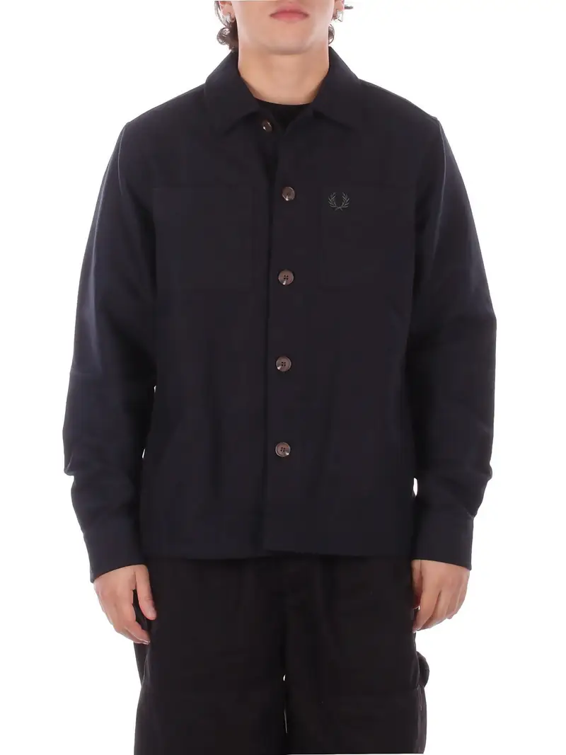Camicia Uomo FRED PERRY Black Fp brushed twill overshirt