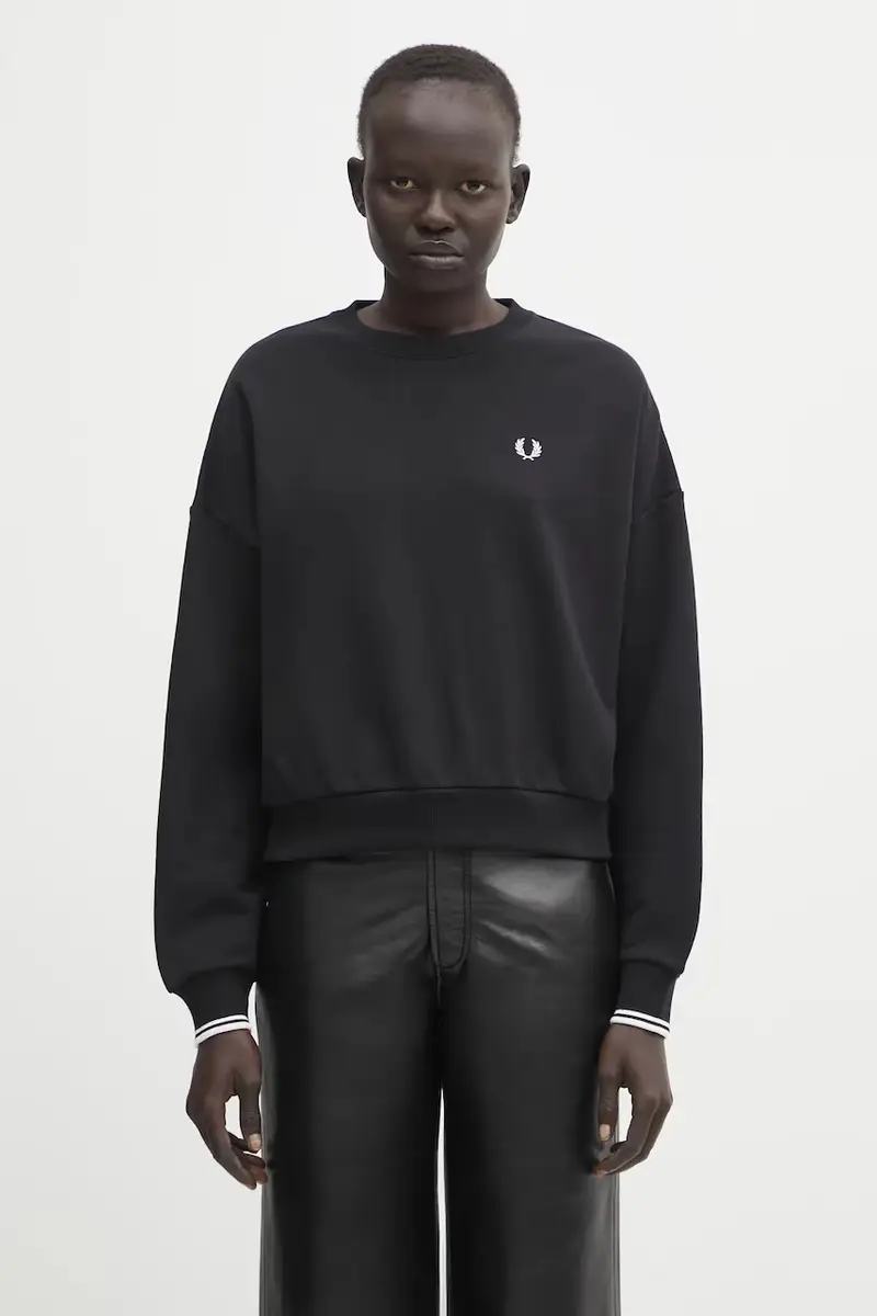 felpa in cotone donna colore nero con applicazione G1148