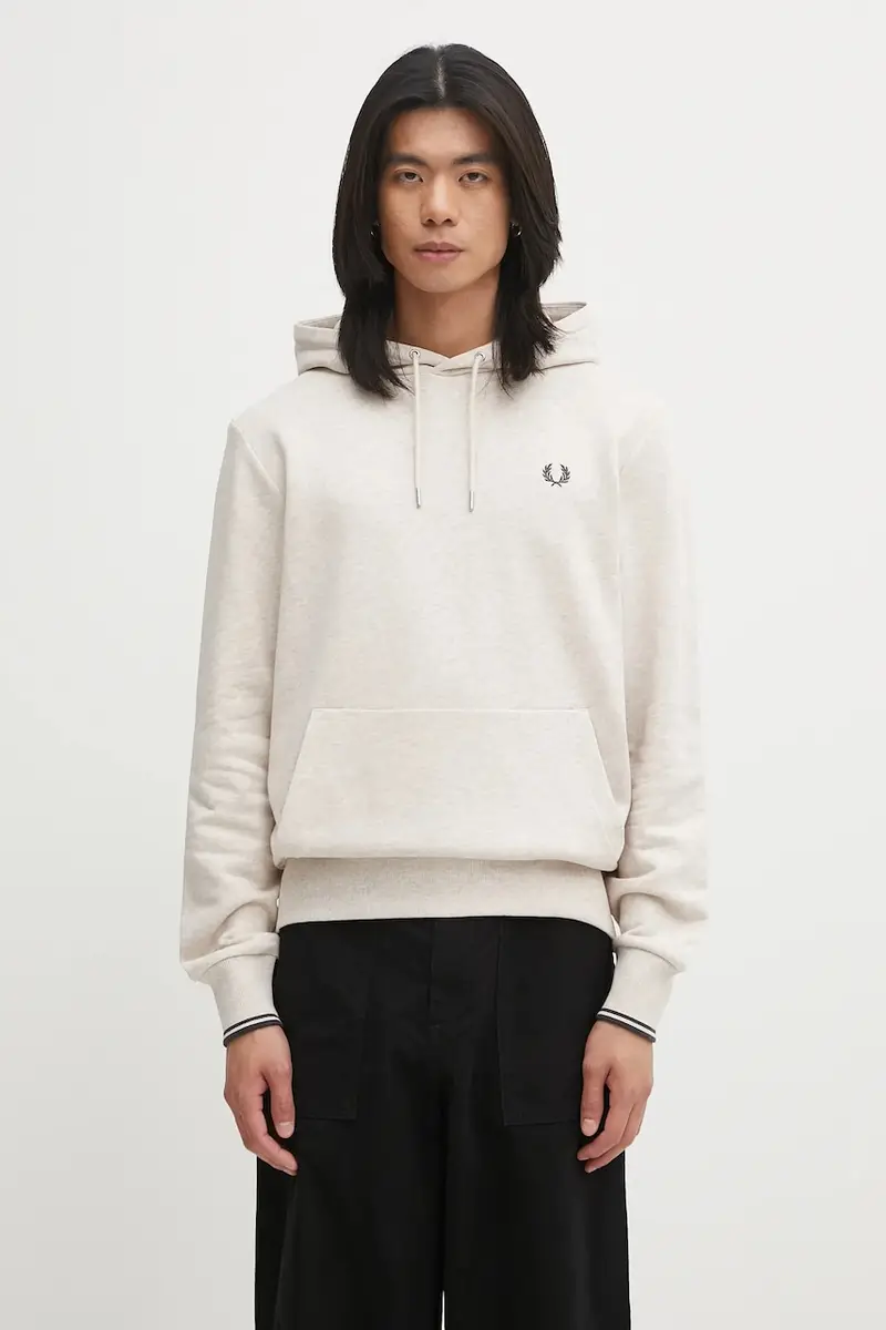 felpa in cotone uomo colore beige con cappuccio M2643