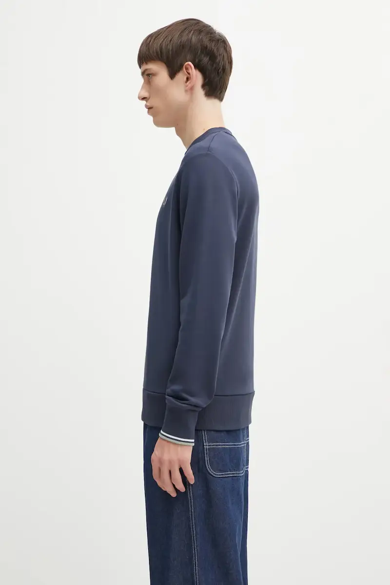 felpa in cotone uomo colore blu navy M7535 miniatura 2