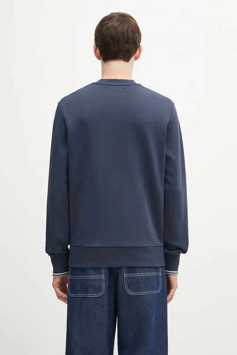 felpa in cotone uomo colore blu navy M7535 miniatura 3