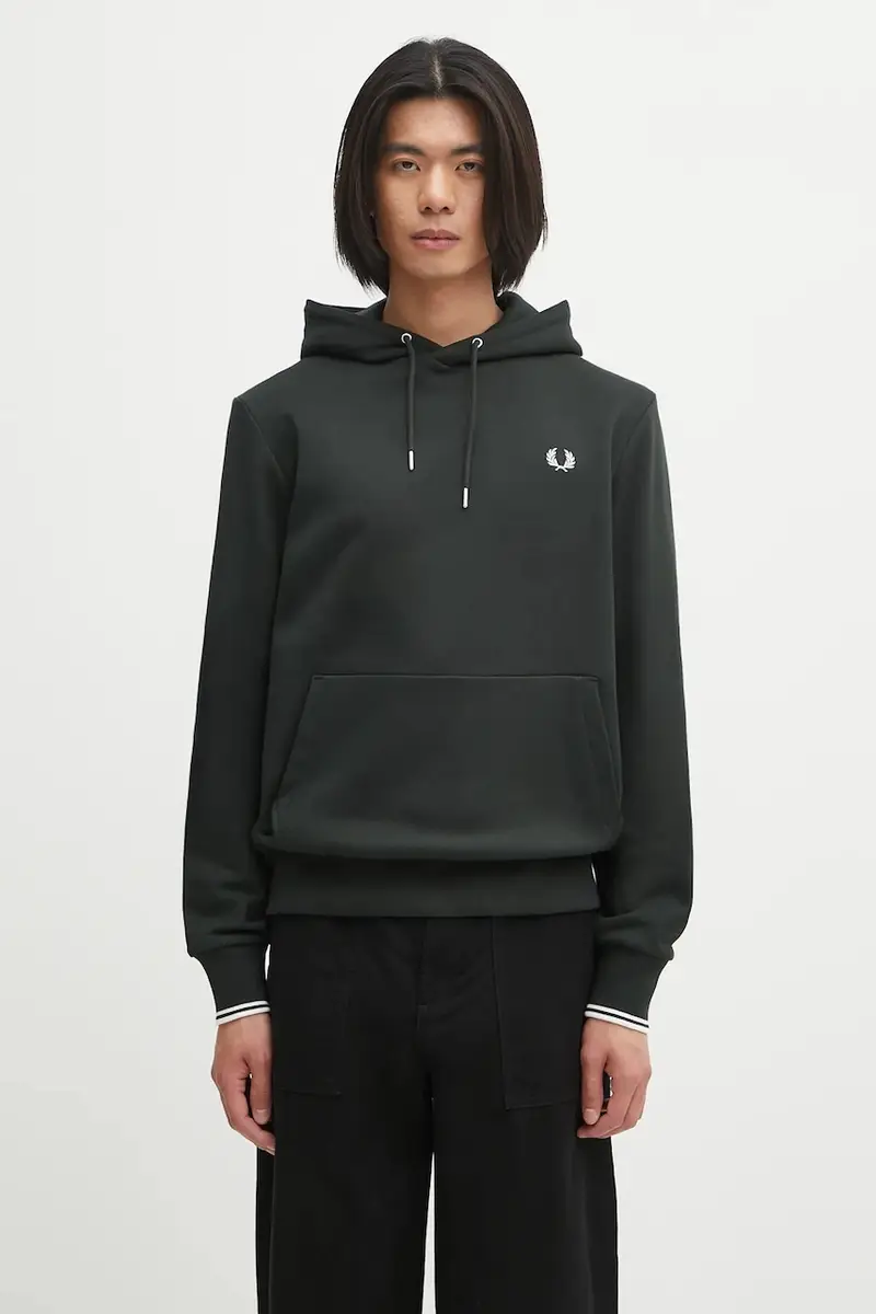 felpa in cotone uomo colore verde con cappuccio M2643