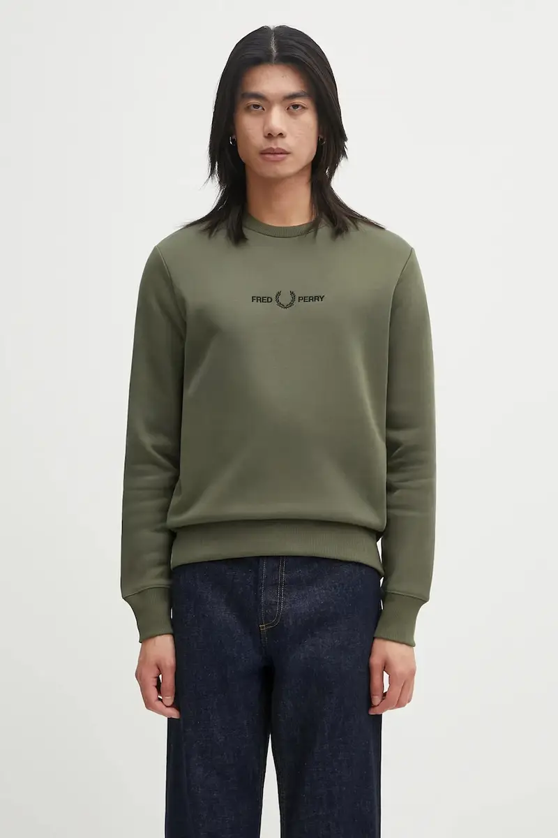 felpa uomo colore verde con applicazione M4727