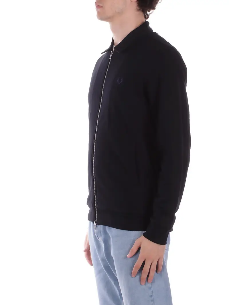 Felpa Uomo FRED PERRY Black Fp zip through collared sweats miniatura 2