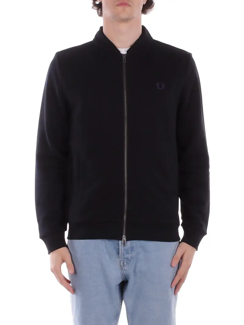 Felpa Uomo FRED PERRY Black Fp zip through collared sweats