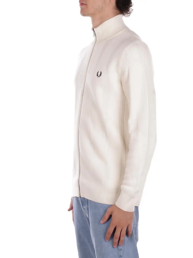 Felpa Uomo FRED PERRY Ecru Fp texturedzip through cardiga miniatura 2