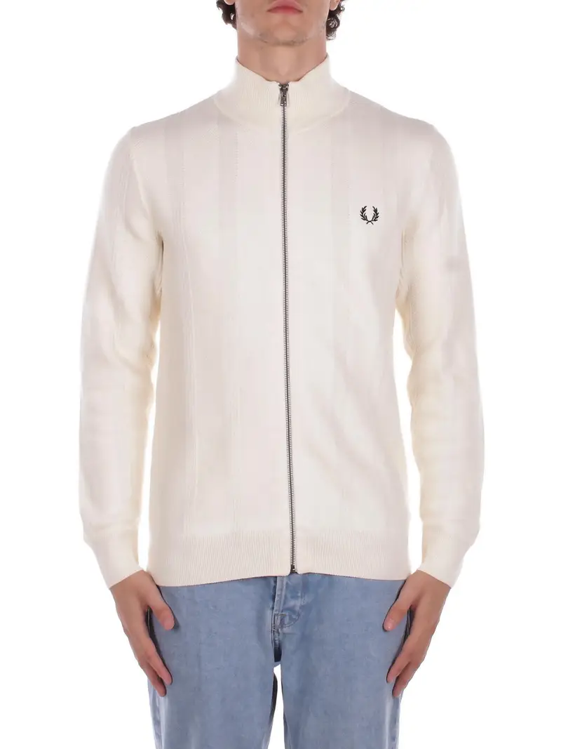 Felpa Uomo FRED PERRY Ecru Fp texturedzip through cardiga