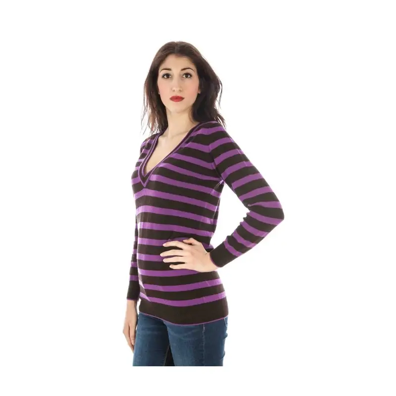 Maglia Donna Viola Scollo a V miniatura 3