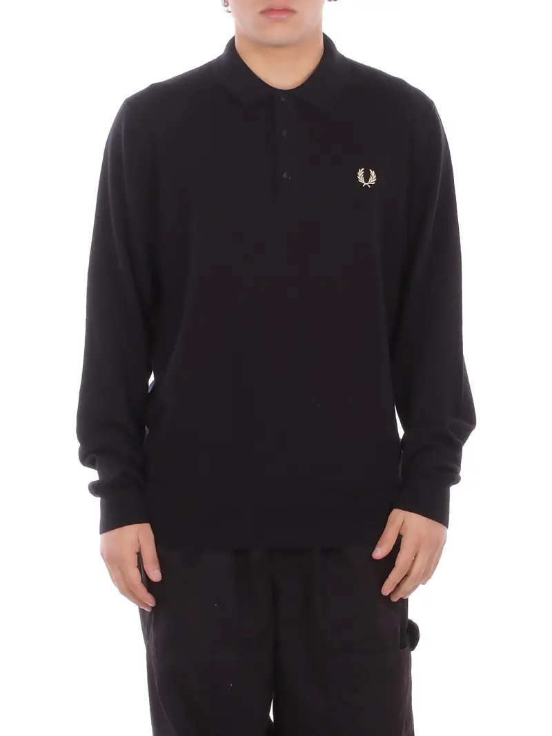 Maglia Uomo FRED PERRY Black Fp classic knitted shirt ls