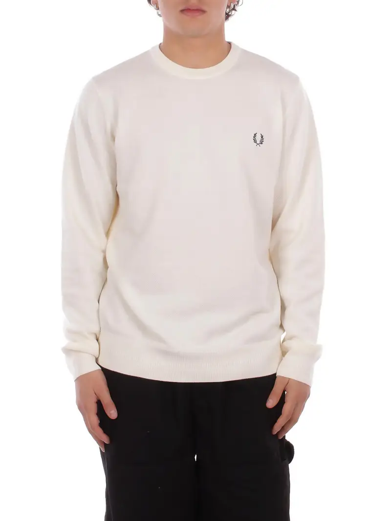 Maglia Uomo FRED PERRY Ecru Fp pique stitch jumper