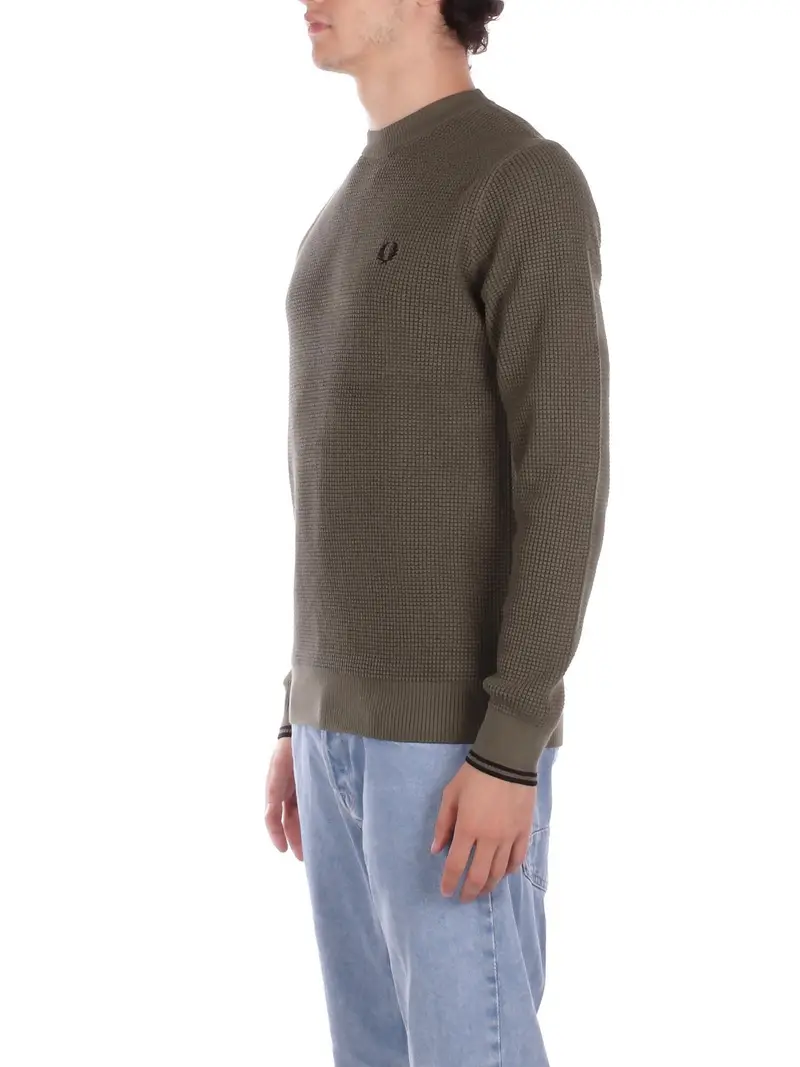 Maglia Uomo FRED PERRY Verde chiaro Fp waffle stitch jumper miniatura 2