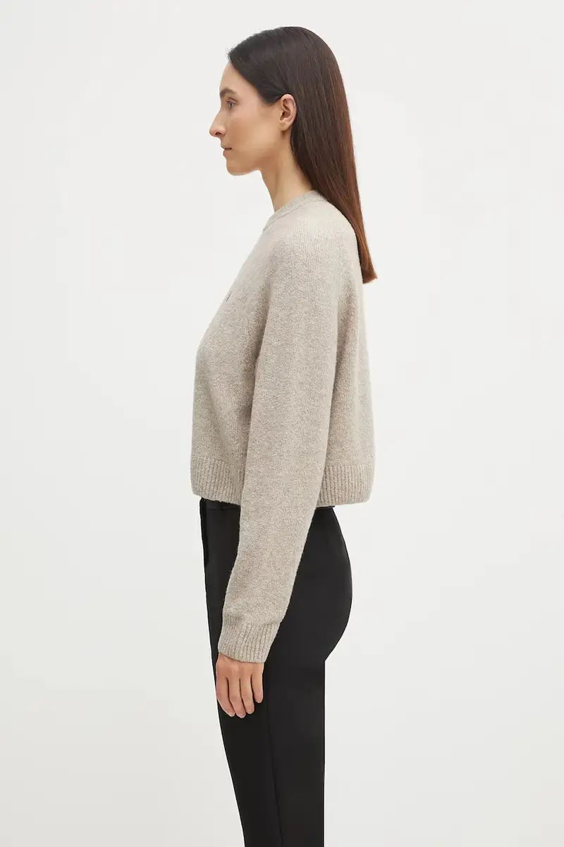 maglione con lana colore beige K1115 miniatura 2