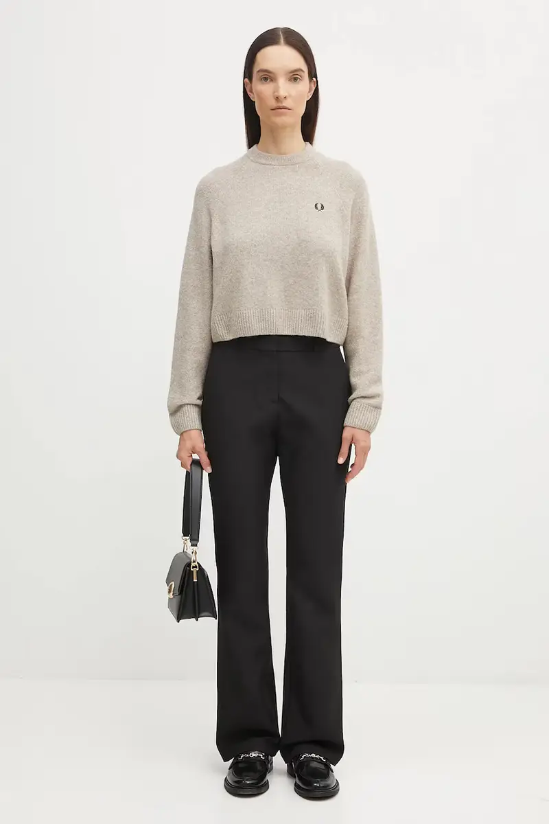 maglione con lana colore beige K1115 miniatura 5