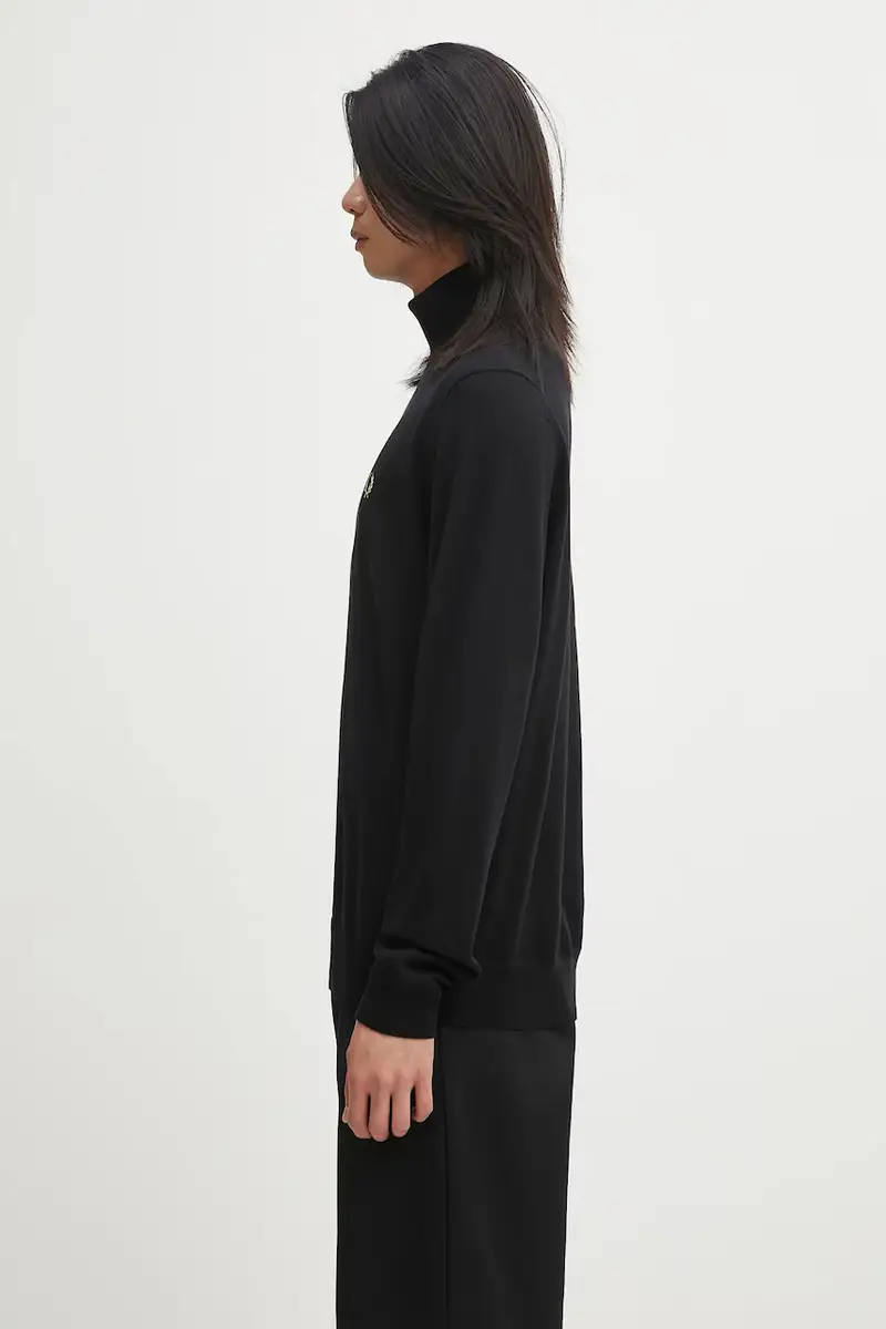 maglione con lana colore nero K9552 miniatura 2