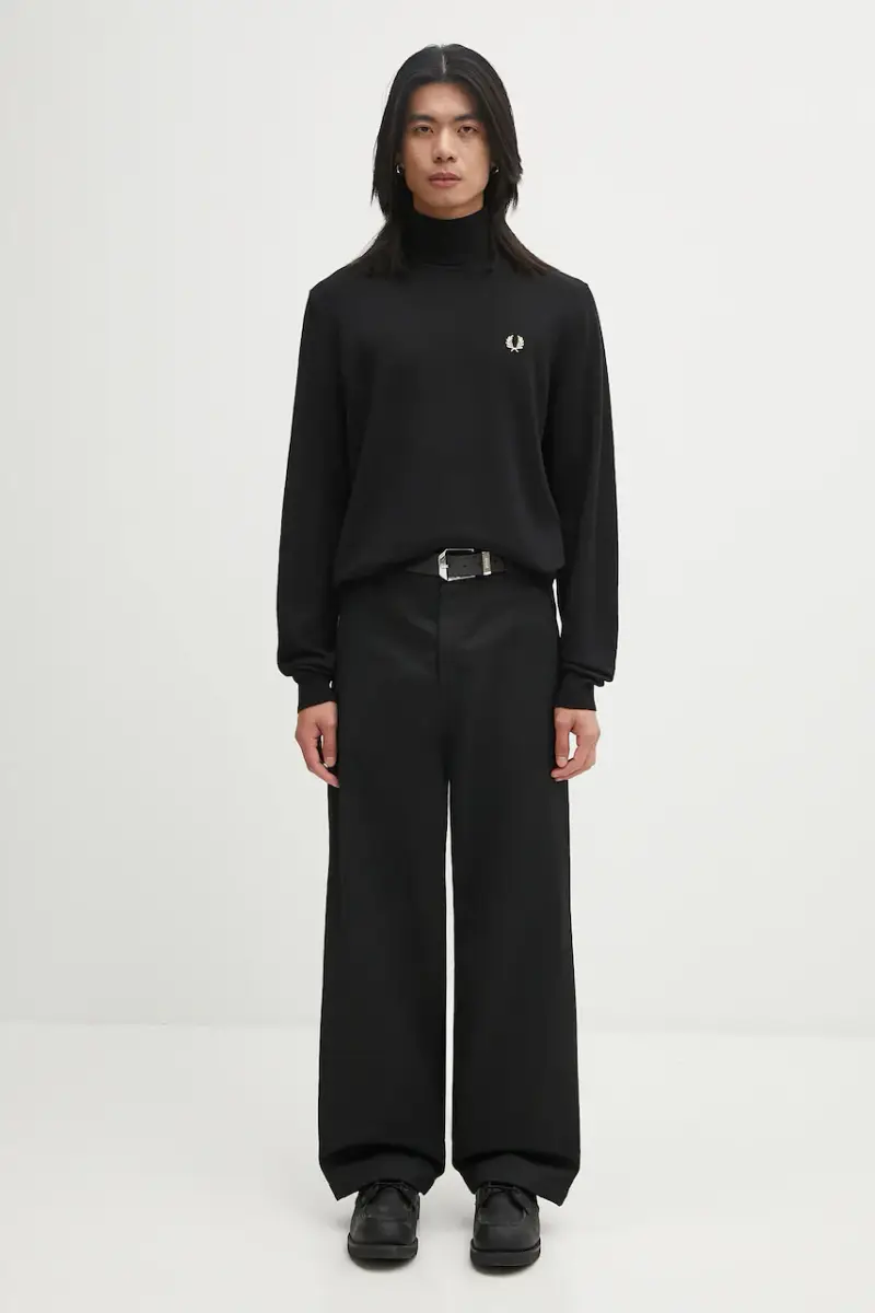 maglione con lana colore nero K9552 miniatura 5