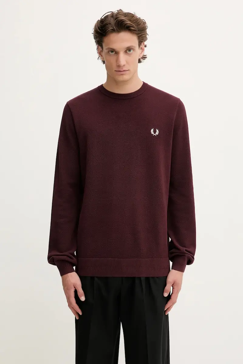 maglione in cotone uomo colore granata K1309