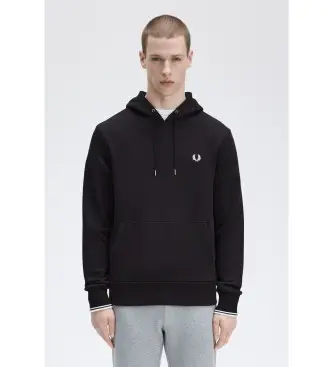 per uomo M2643 Felpa con cappuccio con profili neri (L), Nero, Casual, Cotone