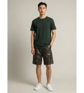 per uomo M3519 Maglietta verde con bordi a contrasto (S), Casual, Cotone, Manica corta