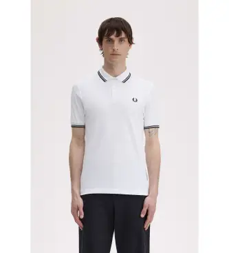 per uomo M3600 Polo bianca con doppia punta (S), Bianco, Casual, Cotone, Manica corta