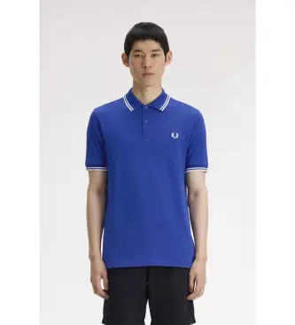 per uomo M3600 Polo blu con doppia punta (M), Casual, Cotone, Manica corta