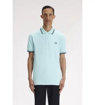 per uomo M3600 Polo blu con doppia punta (M), Casual, Cotone, Manica corta, Turchese