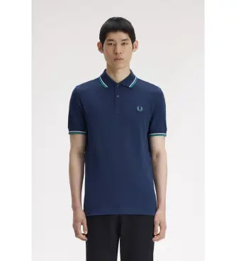 per uomo M3600 Polo blu con doppia punta (S), Casual, Cotone, Manica corta