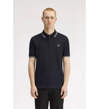 per uomo M3600 Polo blu navy con doppia punta (S), Casual, Cotone, Manica corta