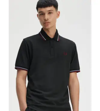 per uomo M3600 Polo nera con doppia punta (S), Nero, Casual, Cotone, Manica corta