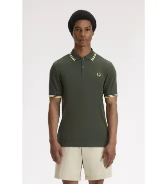per uomo M3600 Polo verde con doppia punta (S), Casual, Cotone, Manica corta