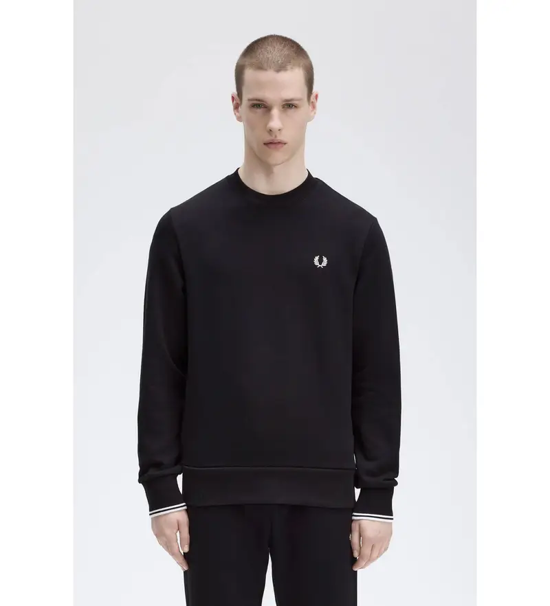 per uomo M7535 Felpa nera girocollo (XXL), Nero, Casual, Cotone