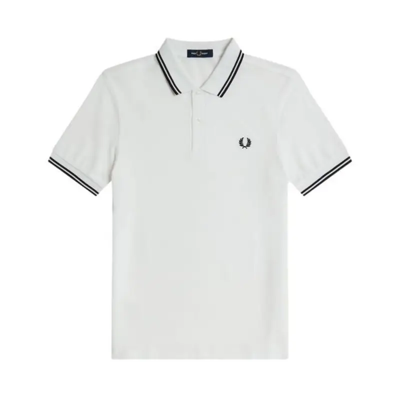 Polo Collo Bordino Bianco Nero Uomo M