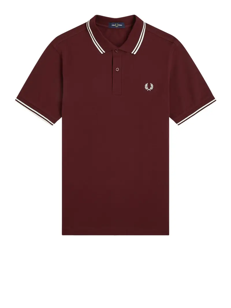 polo fred perry twin tipped da uomo - bordeaux