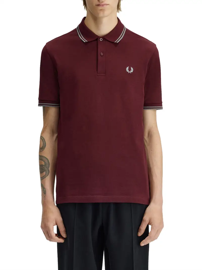 polo fred perry twin tipped da uomo - bordeaux