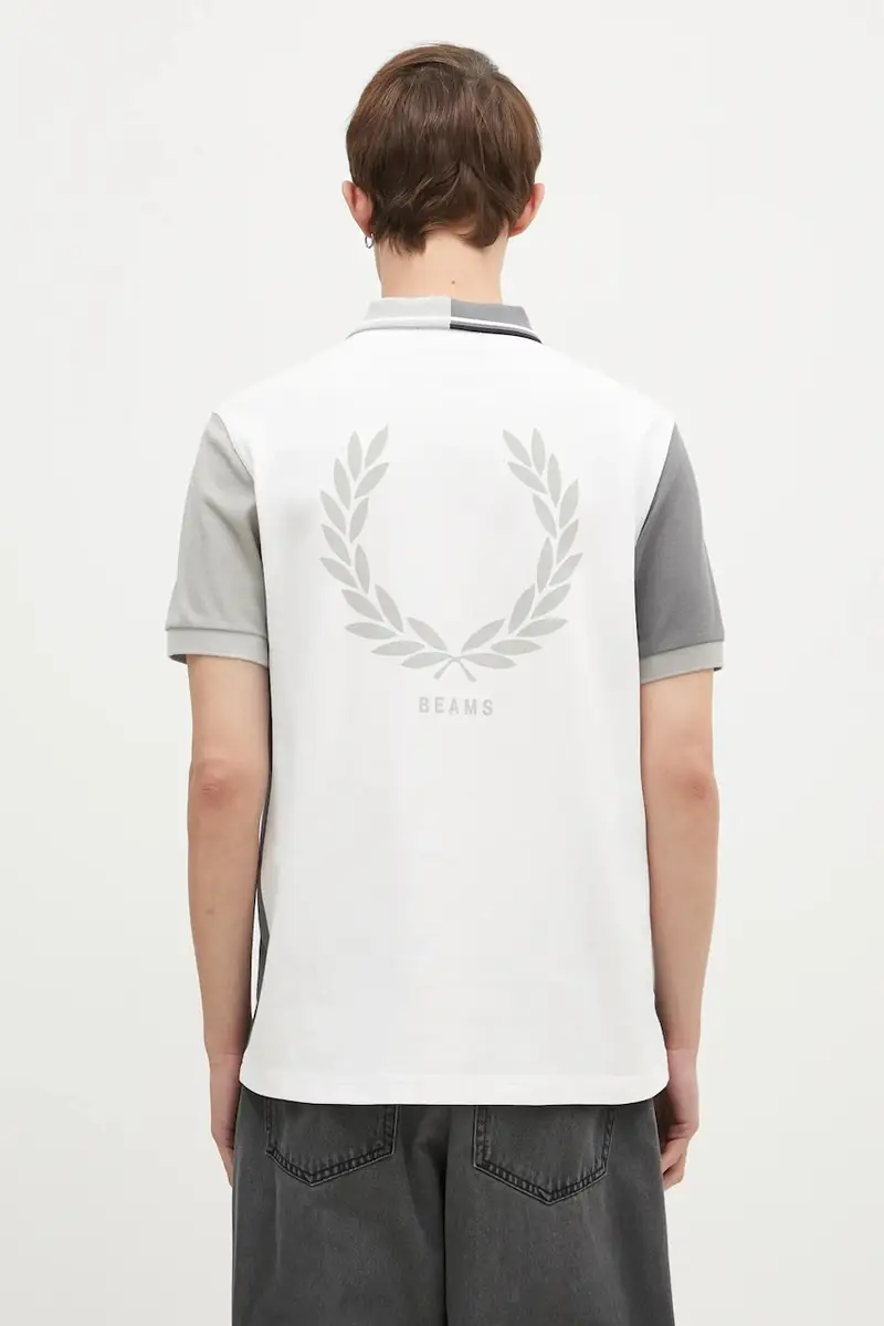 polo in cotone Beams Grid Design Shirt colore grigio SM7187.100