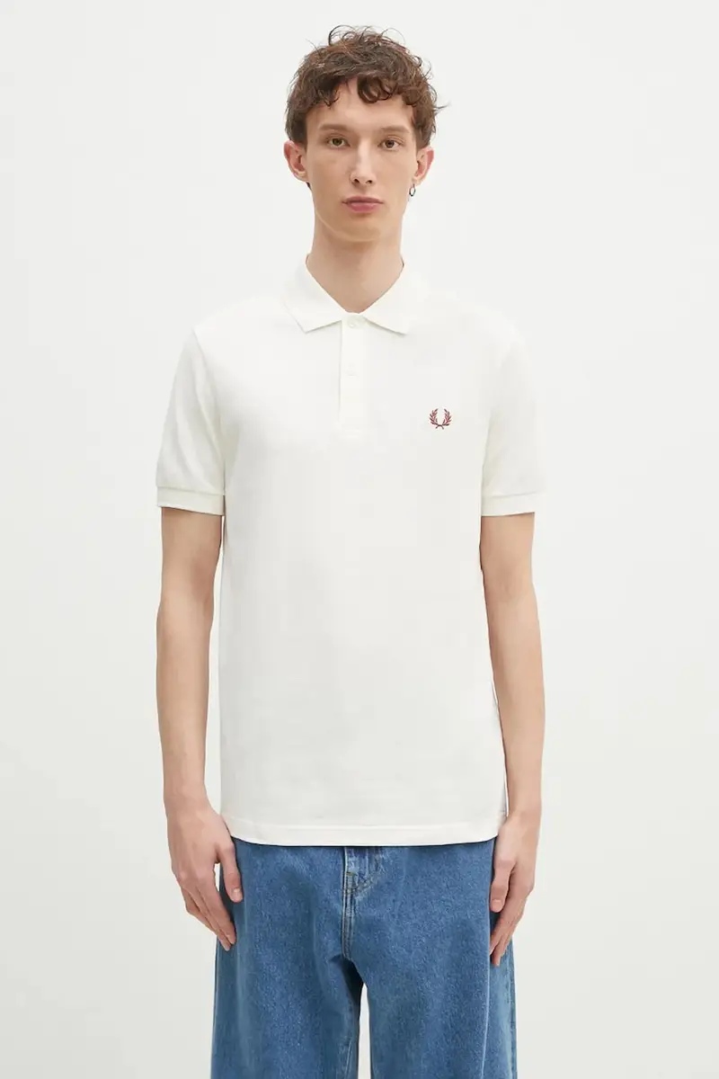 polo in cotone colore beige con applicazione M6000.Y45