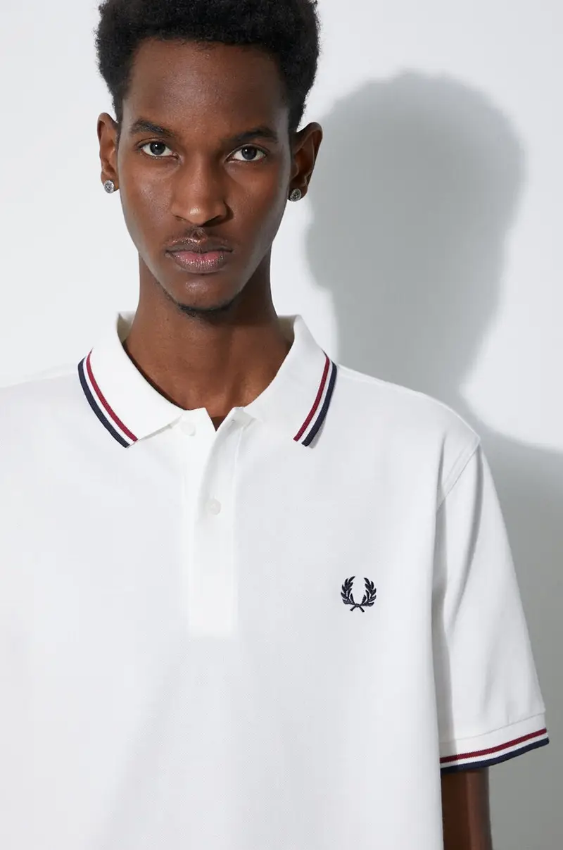 polo in cotone Twin Tipped Shirt colore bianco con applicazione M3600.T60