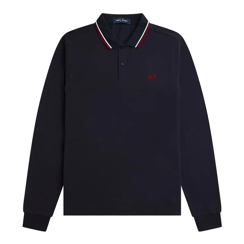 Polo Manica Lunga Bordino Blu Notte Uomo S