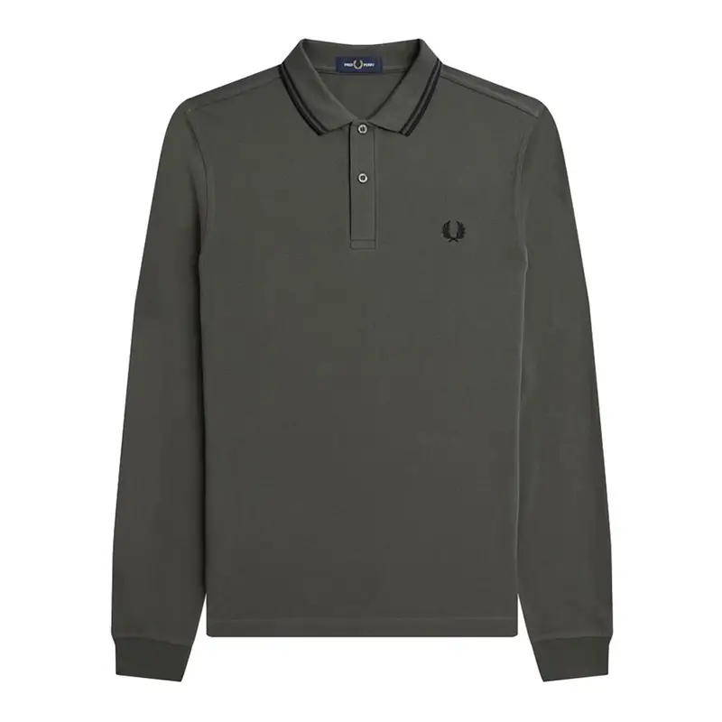 Polo Manica Lunga Bordino Grigio Uomo XL