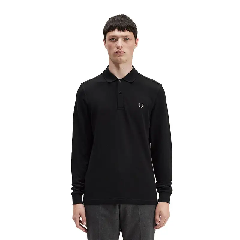 Polo Manica Lunga Logo Nero Uomo S