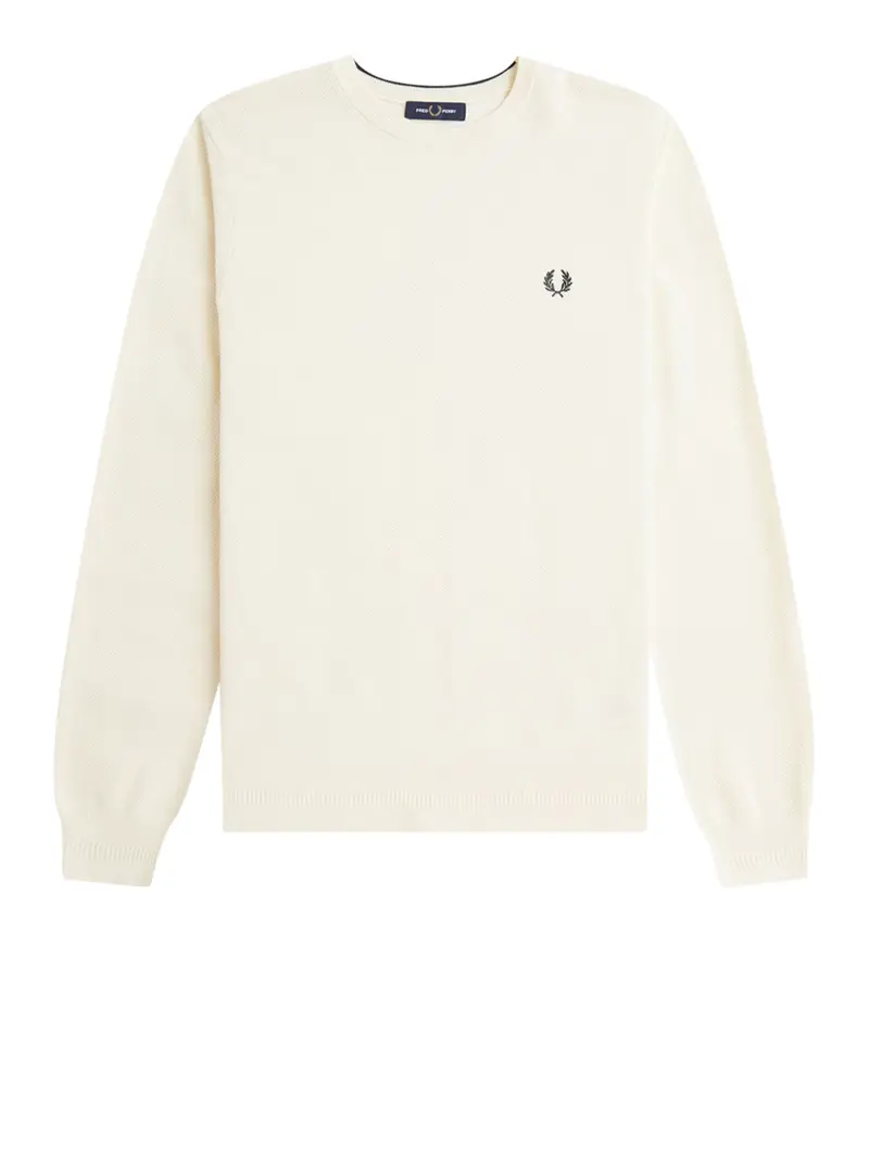 pullover fred perry pique stitch da uomo - avorio