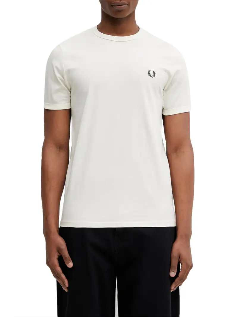 t-shirt fred perry ringer da uomo - avorio