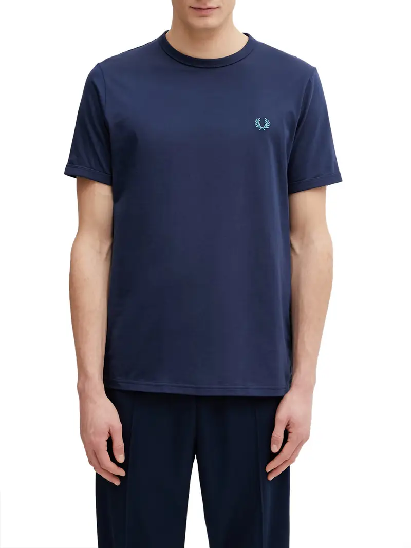 t-shirt fred perry ringer da uomo - blu