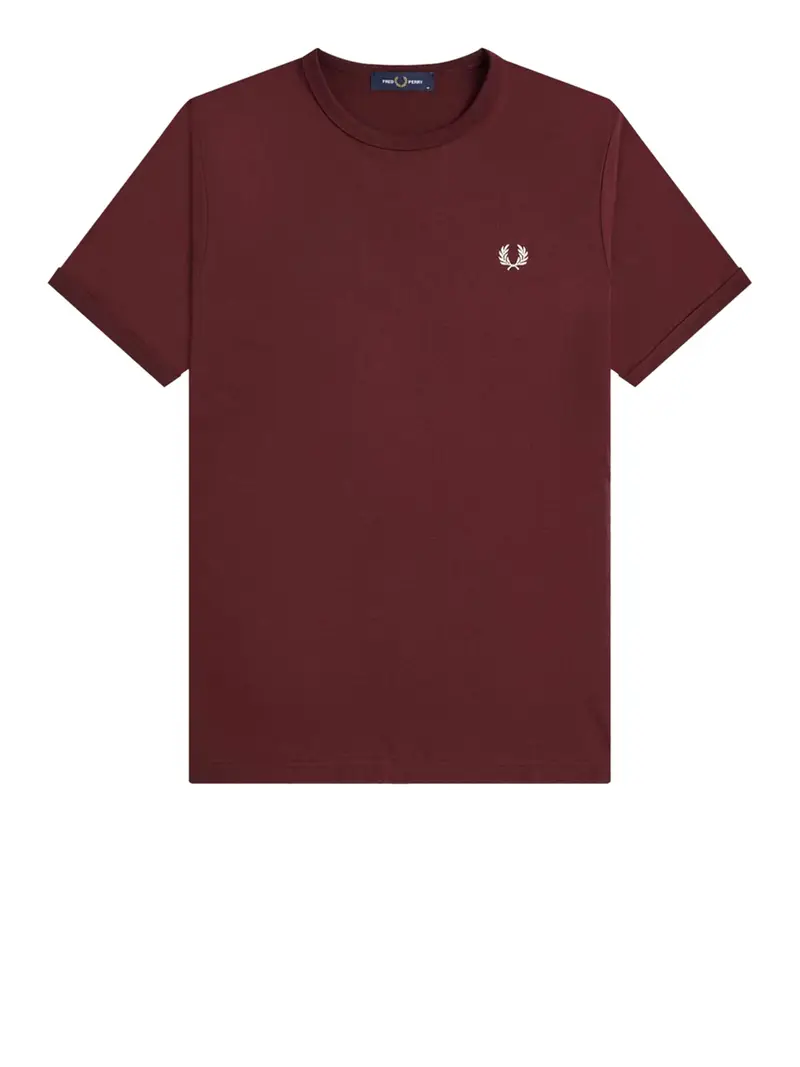 t-shirt fred perry ringer da uomo - bordeaux