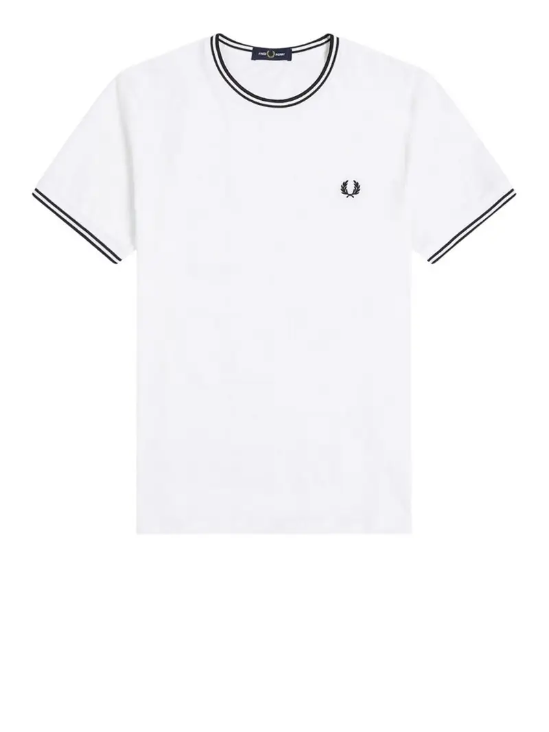 t-shirt fred perry twin tipped da uomo - bianco