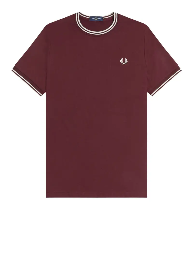 t-shirt fred perry twin tipped da uomo - bordeaux